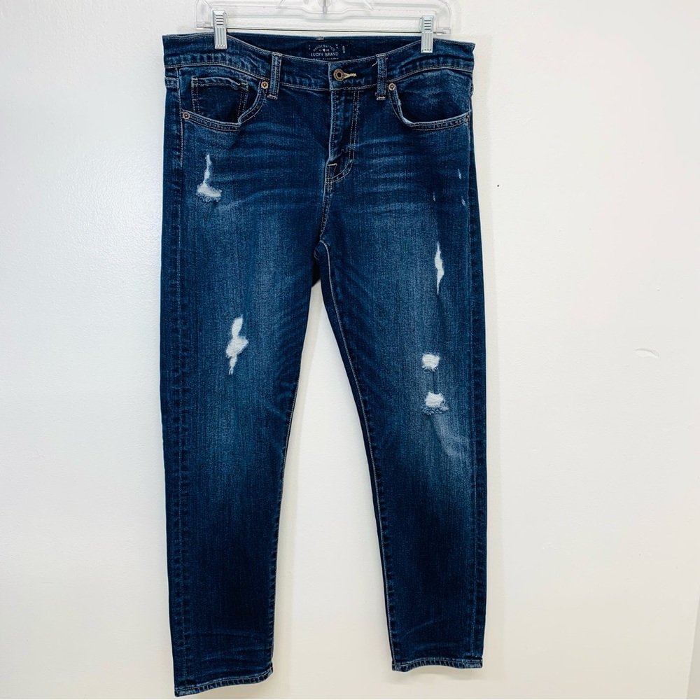Lucky Brand Womans Jeans 8  Sienna Slim‎ Boyfriend Distress Mid Rise Zip Pockets